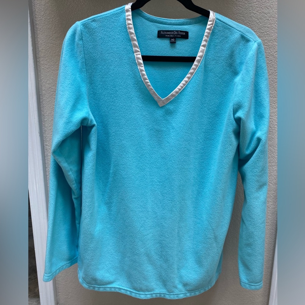 Alexander Del Ross’s, Women’s, Pajama Top, Long Sleeve, Light Blue, Size MD